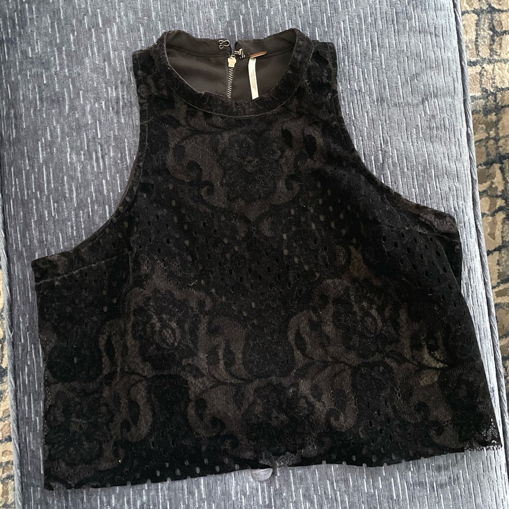 FREE PEOPLE CROPPED HIGH NECK TANK TOP